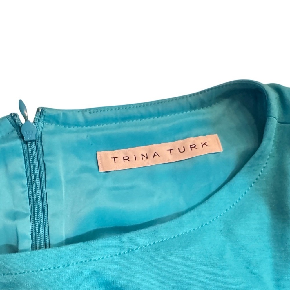 Trina Turk Blue Orange White Colorblock Sleeveless Shift Dress Mini Boatneck - Picture 4 of 8